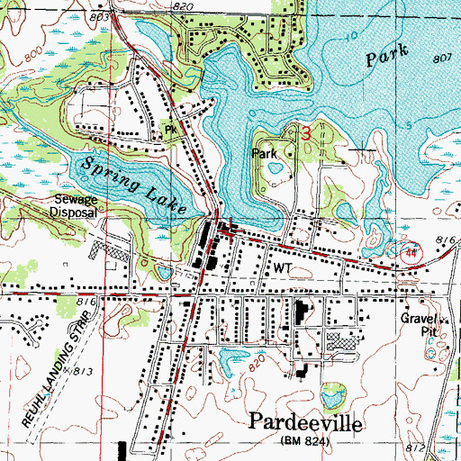 Topographic Map of Pardeeville Police Department, WI