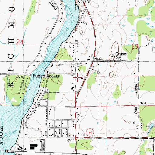 Topographic Map of Wescott Town Law Enforcement, WI