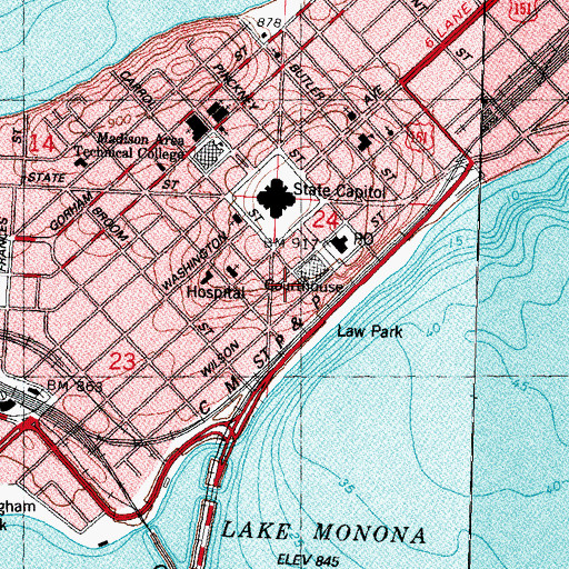 Topographic Map of Dane County Sheriff's Office, WI