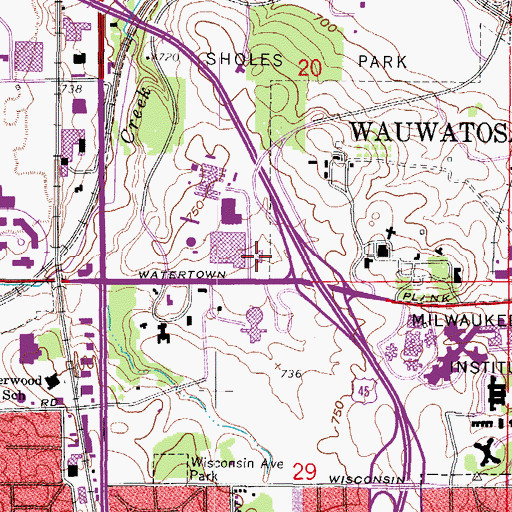 Topographic Map of Milwaukee County Sheriff's Office, WI