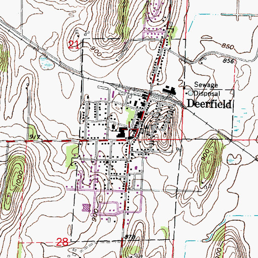 Topographic Map of Deerfield Police Department, WI