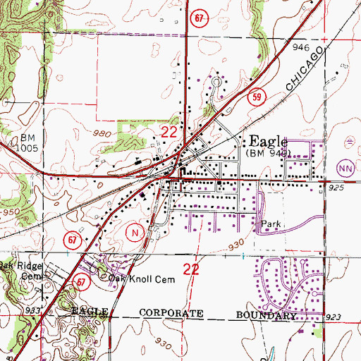 Topographic Map of Eagle Police Department, WI
