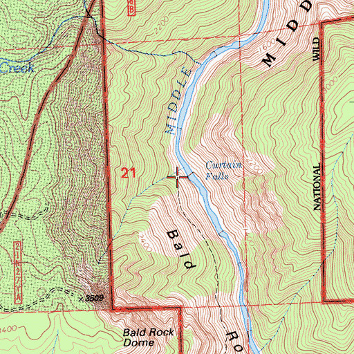 Topographic Map of Curtain Falls, CA