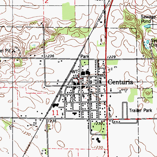 Topographic Map of Centuria Police Department Administration, WI