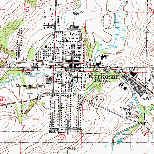 Topographic Map of Markesan Police Department, WI