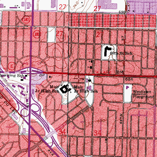 Topographic Map of Milwaukee Police Department District 4, WI