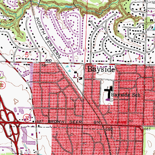 Topographic Map of Bayside Police Department, WI