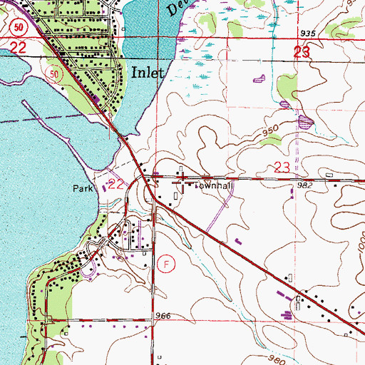 Topographic Map of Town of Delavan Police Department, WI
