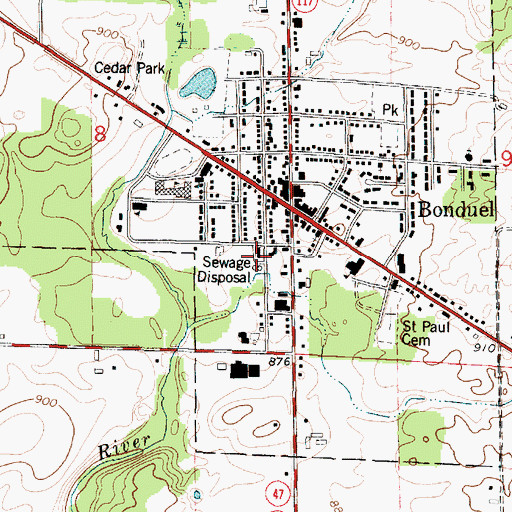 Topographic Map of Bonduel Police Department, WI