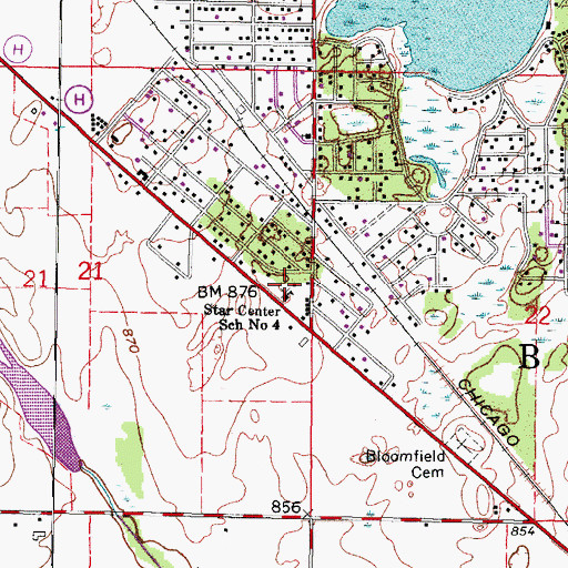 Topographic Map of Bloomfield Police Department, WI