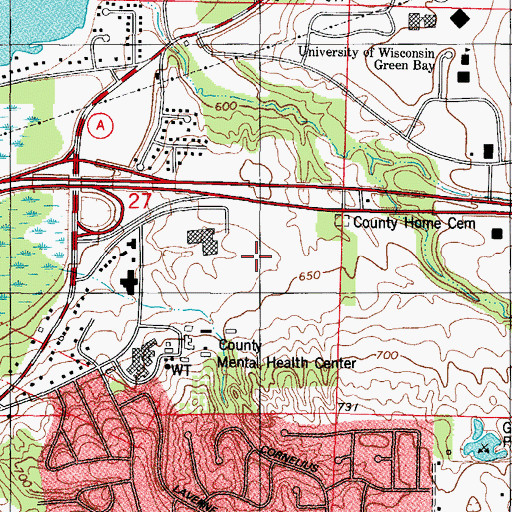 Topographic Map of Brown County Jail, WI