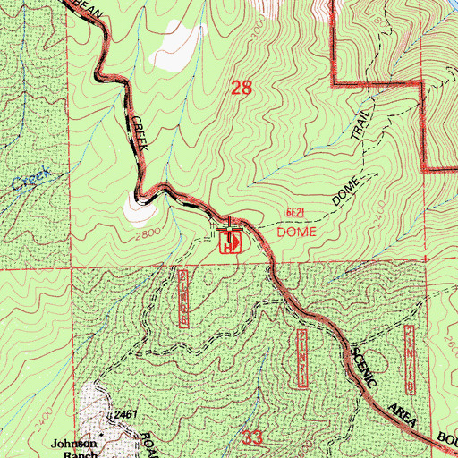 Topographic Map of Dome Trailhead, CA