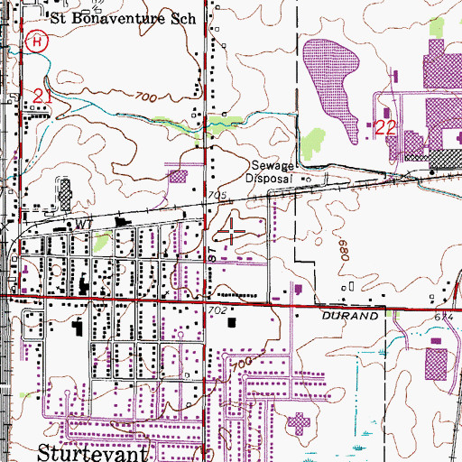 Topographic Map of Sturtevant Police Department, WI