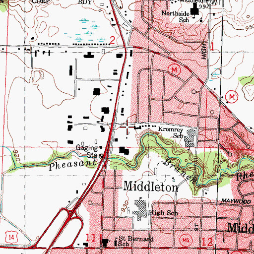 Topographic Map of Middleton Police Department, WI