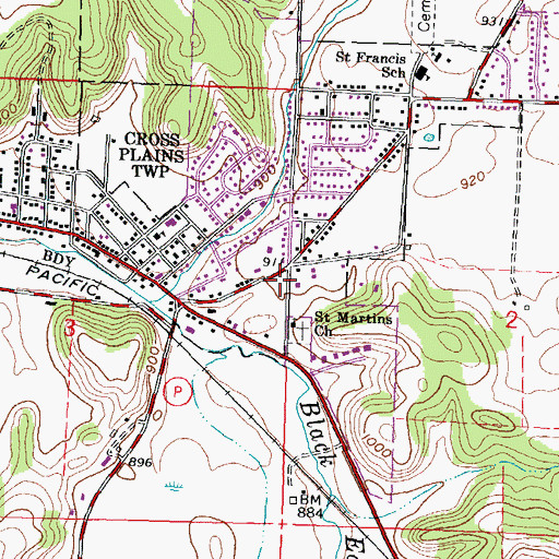 Topographic Map of Cross Plains Police Department, WI