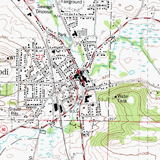Topographic Map of Lodi Police Department, WI