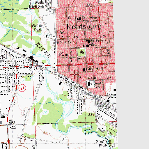 Topographic Map of Reedsburg Police Department, WI