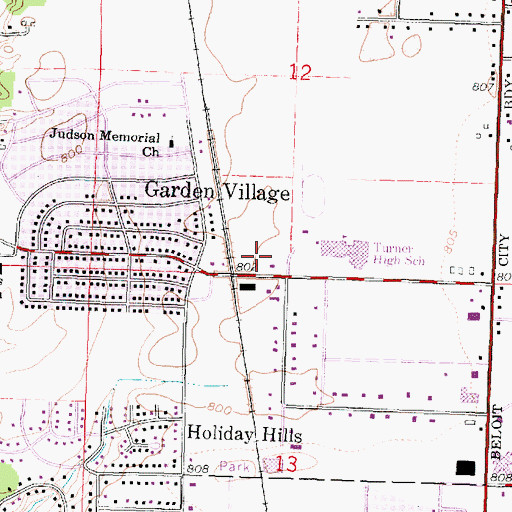 Topographic Map of Town of Beloit Police Department, WI