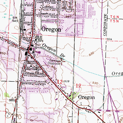 Topographic Map of Oregon Police Department, WI