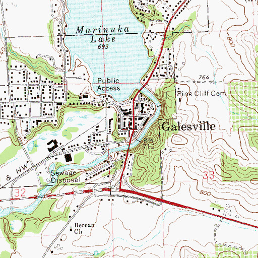 Topographic Map of Galesville Police Department, WI