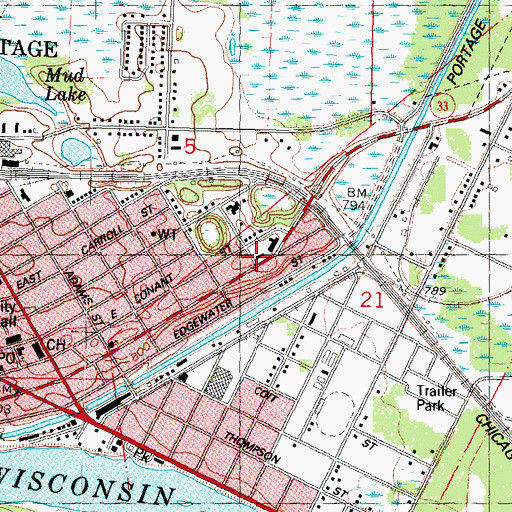 Topographic Map of Columbia County Sheriff's Office, WI