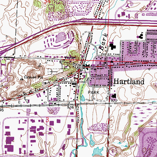 Topographic Map of Hartland Police Department, WI