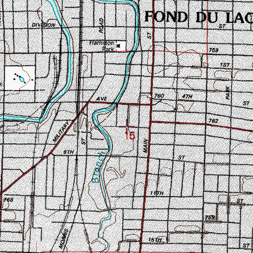 Topographic Map of Fond du Lac County Jail, WI