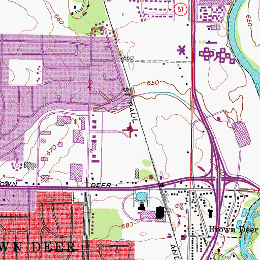 Topographic Map of Brown Deer Police Department, WI