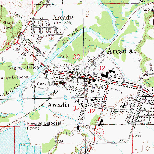 Topographic Map of Arcadia Police Department, WI