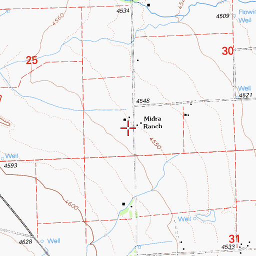 Topographic Map of Midra Ranch, CA