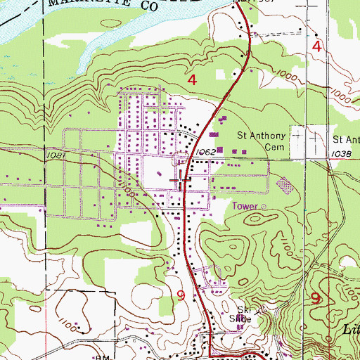 Topographic Map of Niagara Police Department, WI