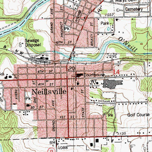 Topographic Map of Clark County Sheriff's Office, WI