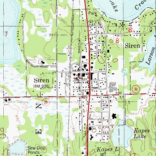 Topographic Map of Siren Police Department, WI