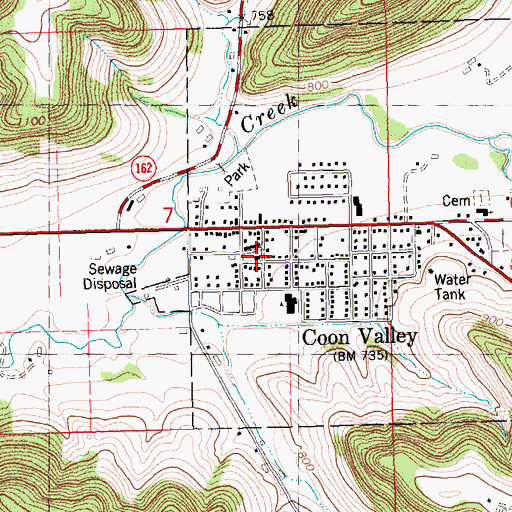 Topographic Map of Coon Valley Police Department, WI