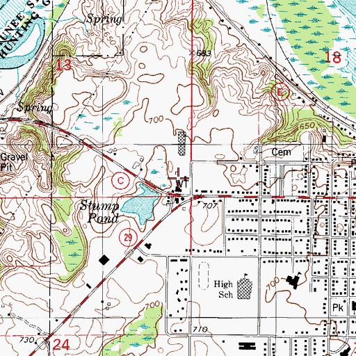 Topographic Map of Kewaunee Police Department, WI