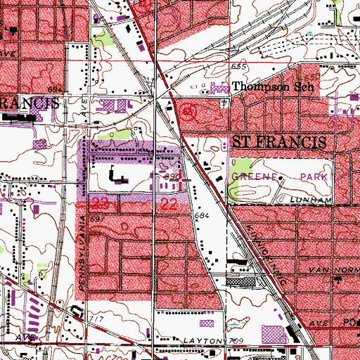 Topographic Map of Saint Francis Police Department, WI