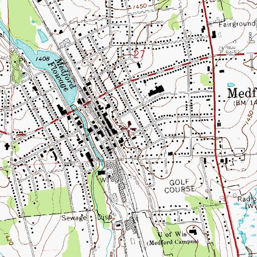 Topographic Map of Medford Police Department, WI