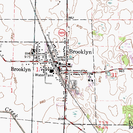 Topographic Map of Brooklyn Police Department, WI