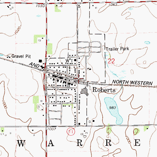 Topographic Map of Roberts Police Department, WI