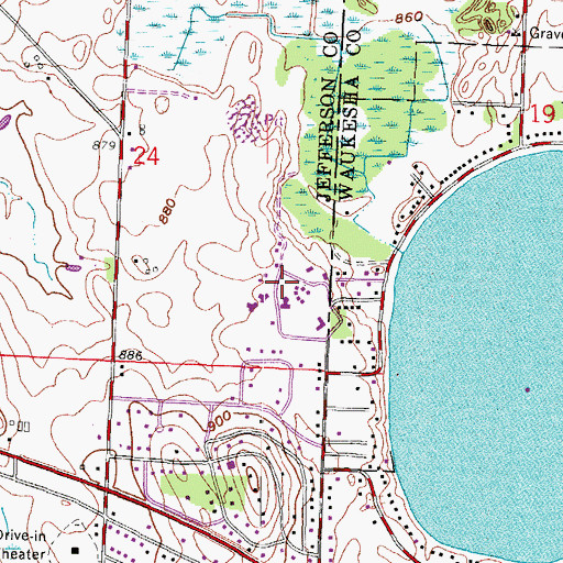 Topographic Map of Lac La Belle Police Department, WI