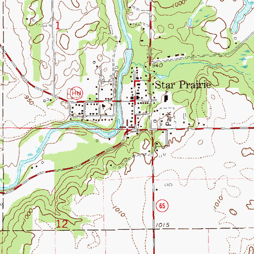 Topographic Map of Star Prairie Police Department, WI