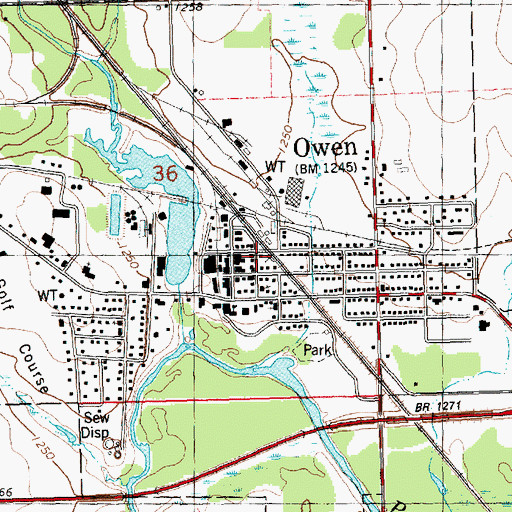 Topographic Map of Owen Police Department, WI