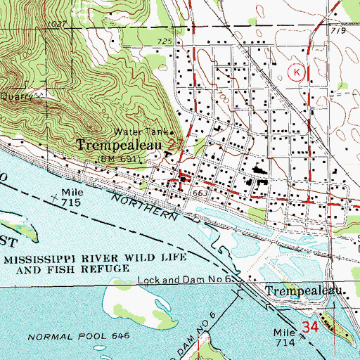 Topographic Map of Trempealeau Police Department, WI