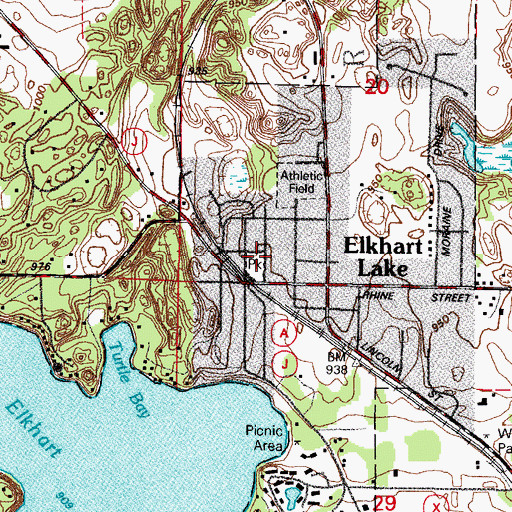 Topographic Map of Elkhart Lake Police Department, WI