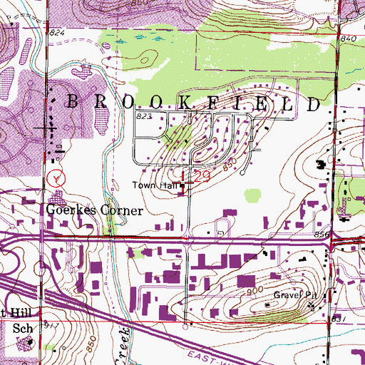 Topographic Map of Brookfield Police Department, WI
