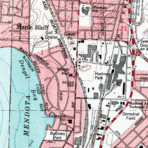 Topographic Map of Maple Bluff Police Department, WI