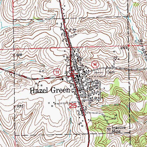 Topographic Map of Hazel Green Police Department, WI