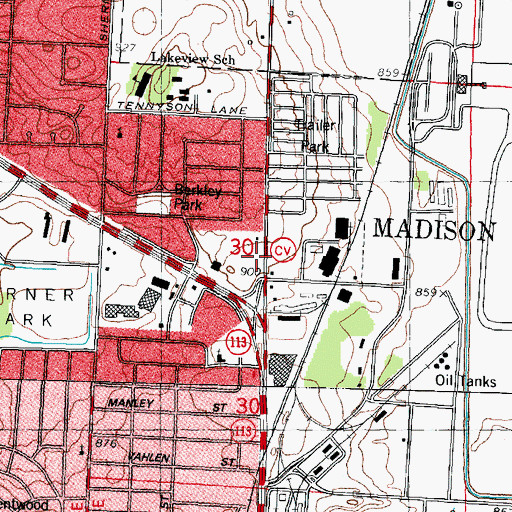 Topographic Map of Madison Police Department - North District, WI