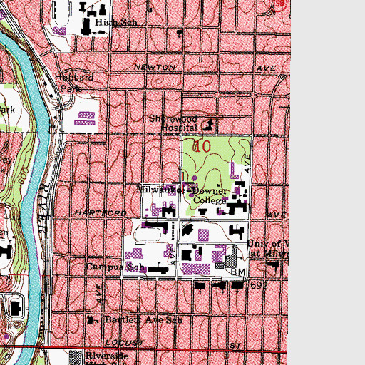 Topographic Map of University of Wisconsin - Milwaukee Police Department, WI