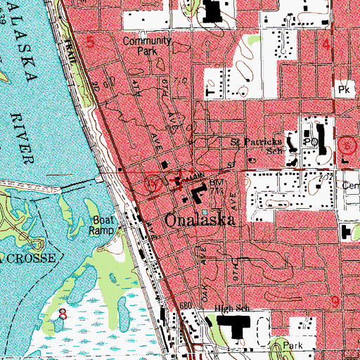 Topographic Map of Onalaska Police Department, WI